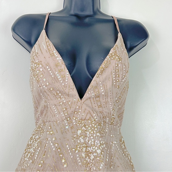 Hello Molly Fig Tree Bodycon Cocktail Mini dress Champagne Gold M - worn once - Picture 9 of 16